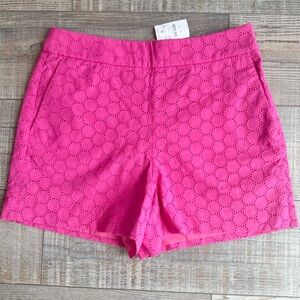 J. Crew High Waist Pink Eyelet Shorts